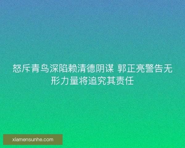怒斥青鸟深陷赖清德阴谋 郭正亮警告无形力量将追究其责任